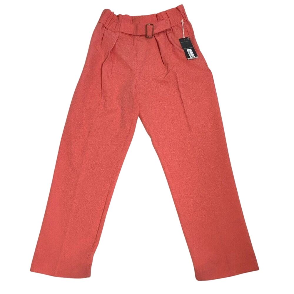 Worthington Pants Paper Bag Waist Women's Size M Orange Coral Pull On NWT